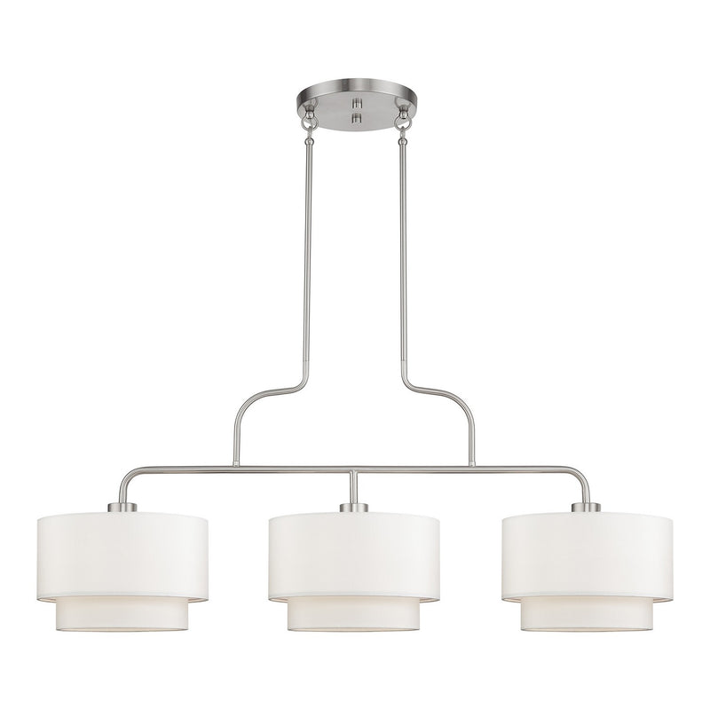 Livex Lighting 50303-91 Three Light Linear Chandelier, Brushed Nickel