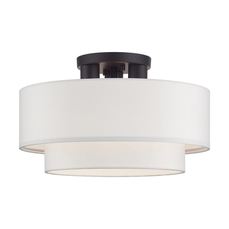 Livex Lighting 50305-07 Three Light Semi-Flush Mount, Bronze