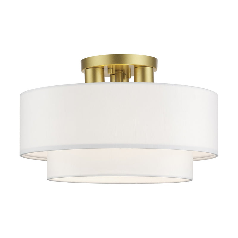 Livex Lighting 50305-33 Three Light Semi-Flush Mount, Soft Gold