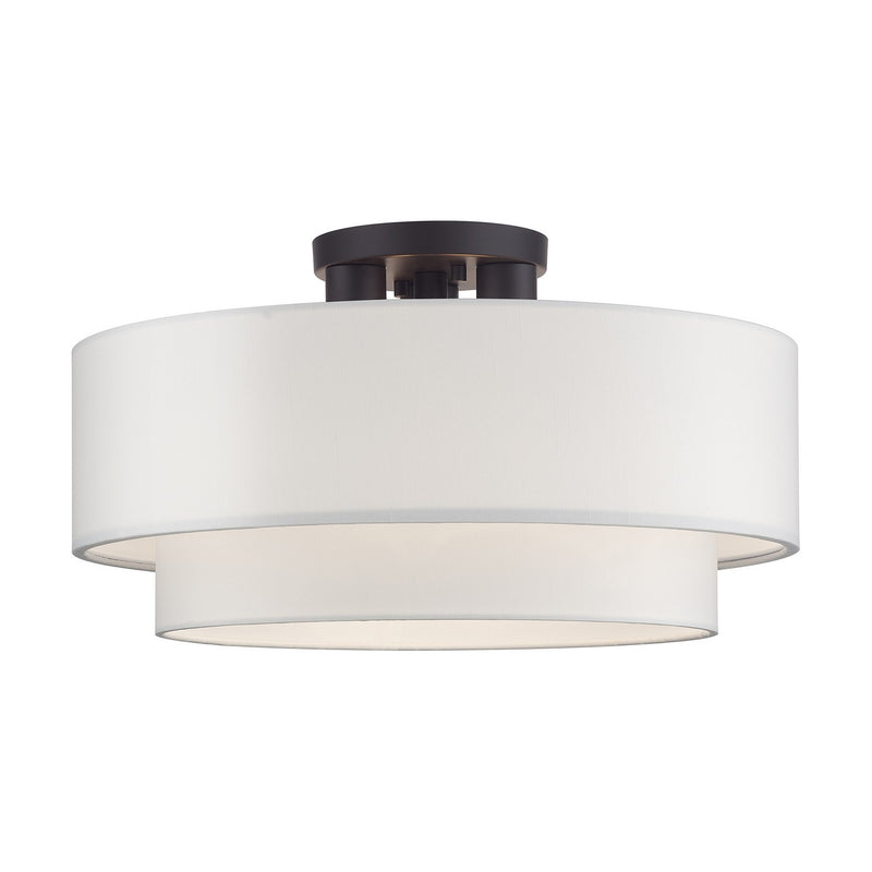 Livex Lighting 50306-07 Three Light Semi-Flush Mount, Bronze