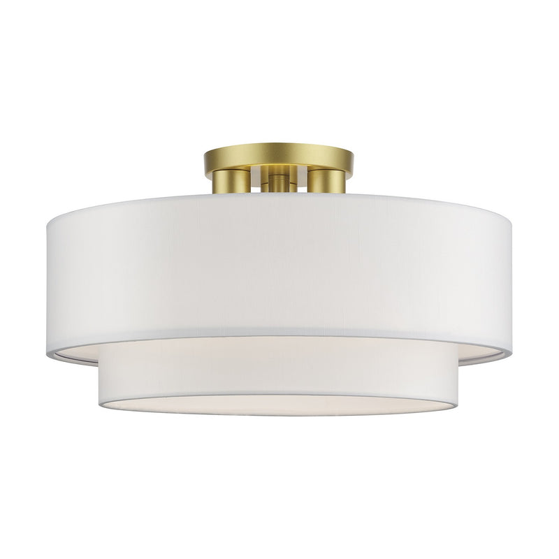 Livex Lighting 50306-33 Three Light Semi-Flush Mount, Soft Gold