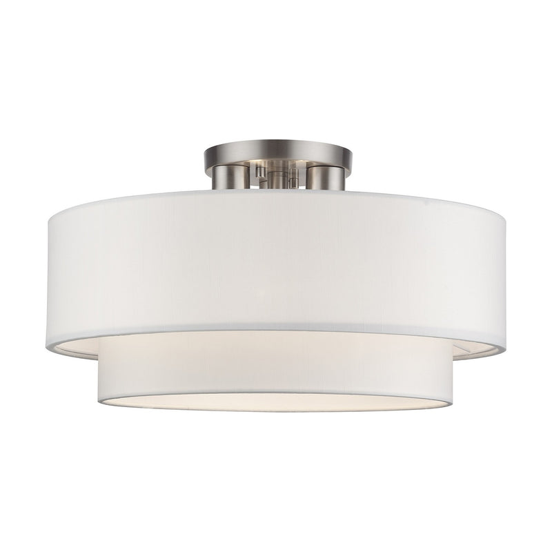 Livex Lighting 50306-91 Three Light Semi-Flush Mount, Brushed Nickel
