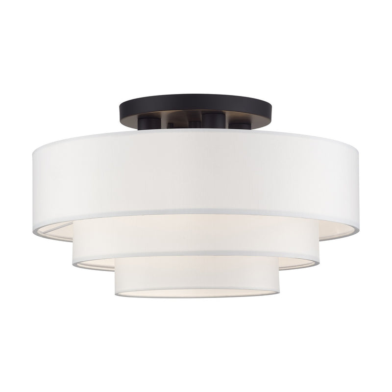 Livex Lighting 50307-07 Four Light Semi-Flush Mount, Bronze