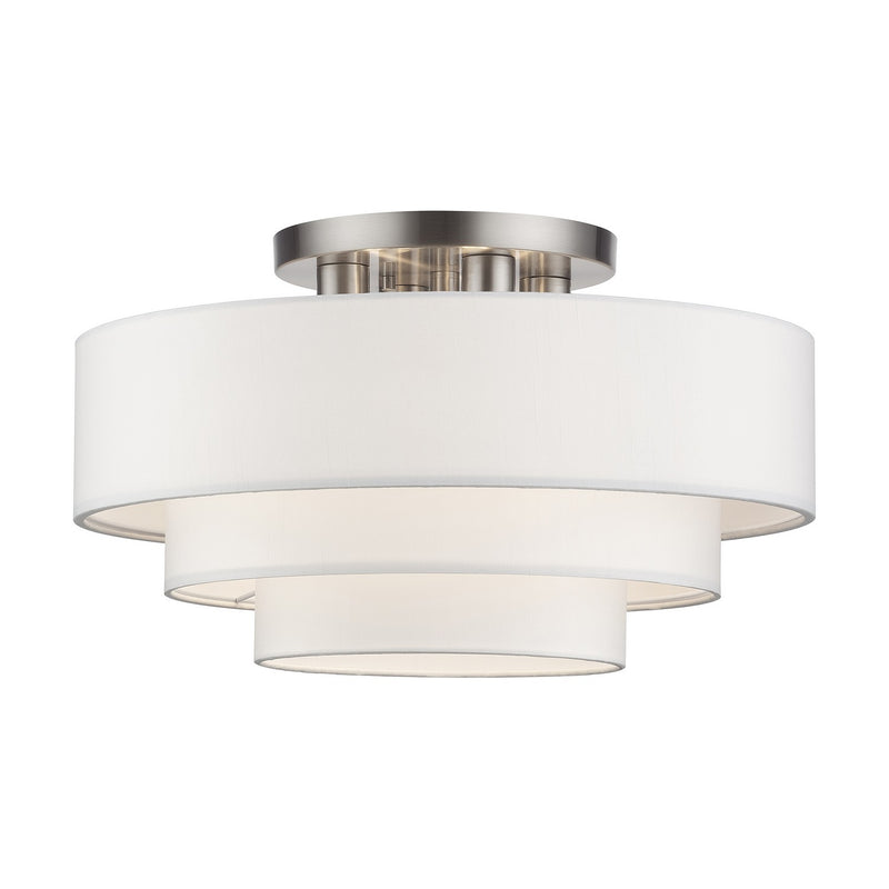 Livex Lighting 50307-91 Four Light Semi-Flush Mount, Brushed Nickel