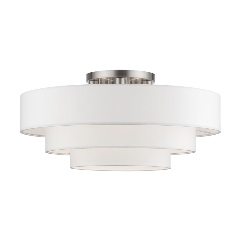 Livex Lighting 50309-91 Five Light Semi-Flush Mount, Brushed Nickel