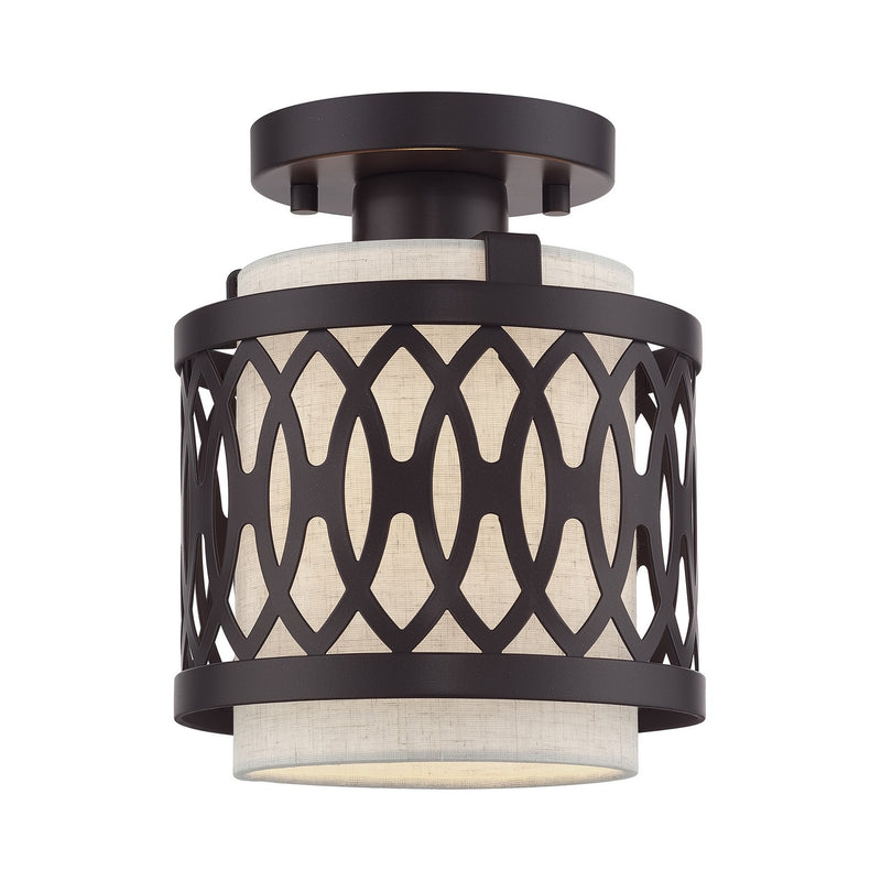 Livex Lighting 53431-92 One Light Semi-Flush Mount, English Bronze