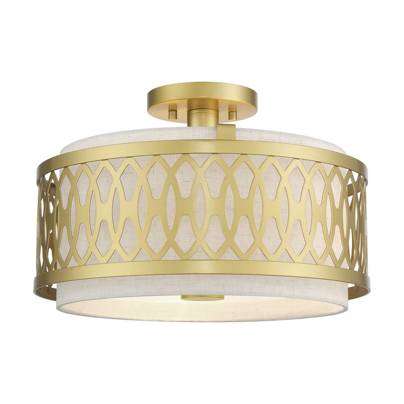 Livex Lighting 53432-33 Three Light Semi-Flush Mount, Soft Gold
