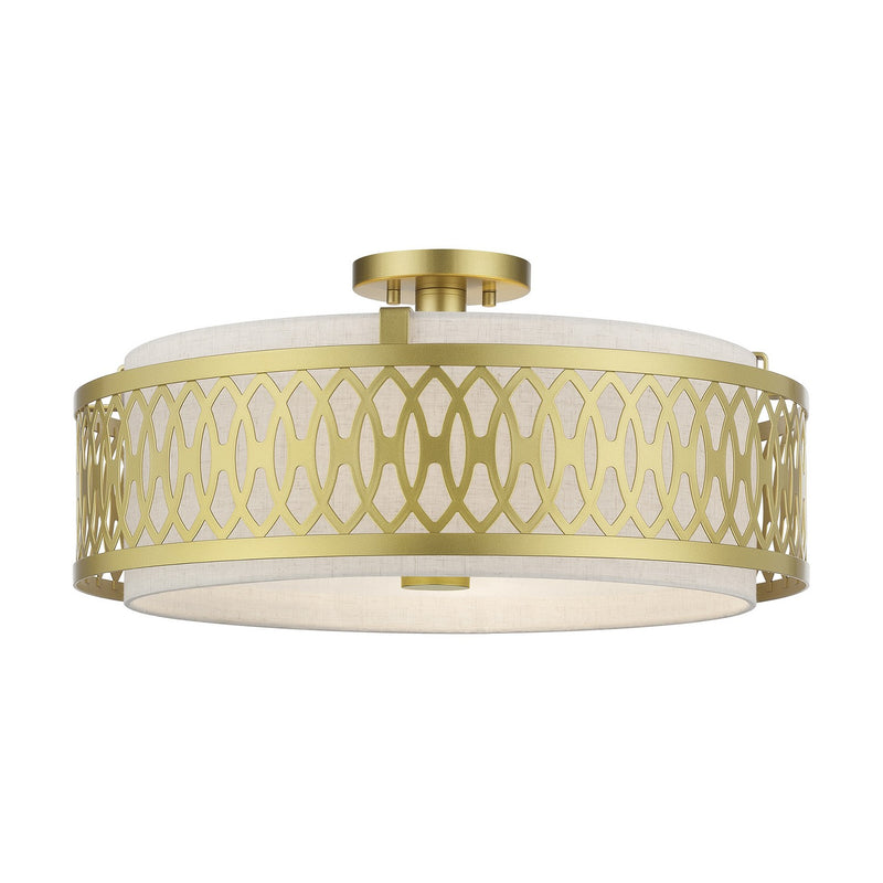 Livex Lighting 53433-33 Four Light Semi-Flush Mount, Soft Gold