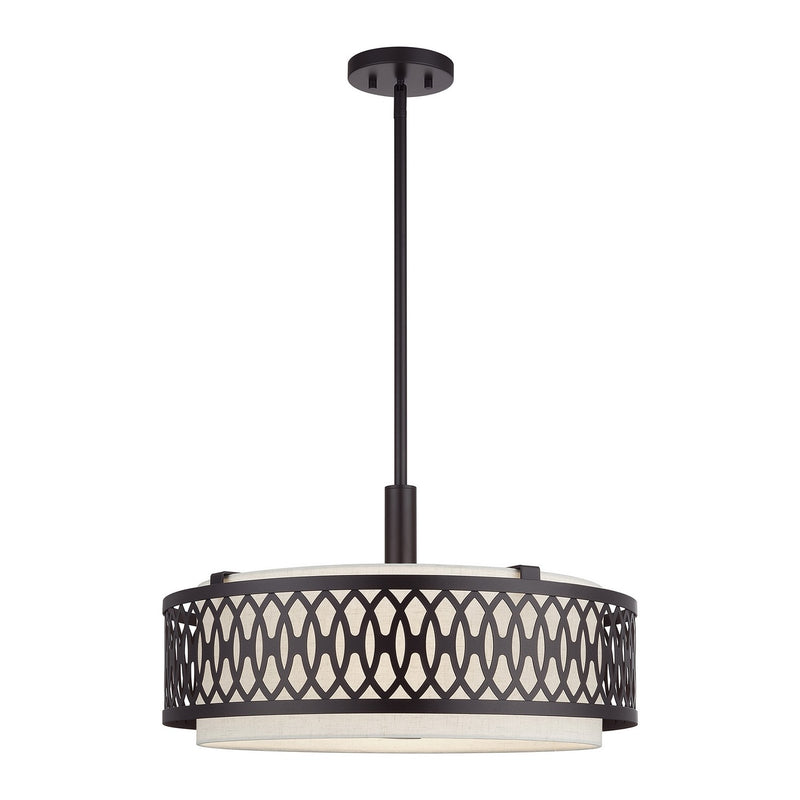 Livex Lighting 53434-92 Four Light Pendant Chandelier, English Bronze