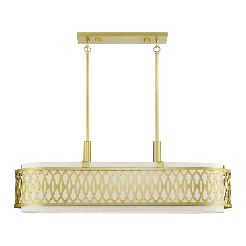 Livex Lighting 53437-33 Six Light Linear Chandelier, Soft Gold