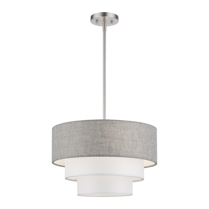 Livex Lighting 60015-91 Three Light Pendant Chandelier, Brushed Nickel