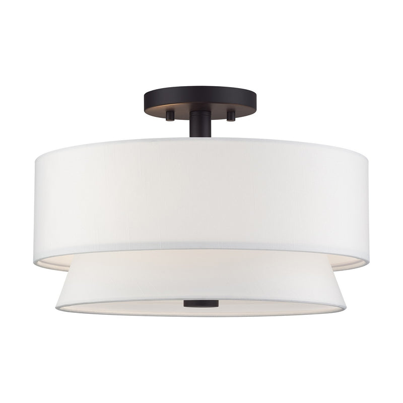 Livex Lighting 60026-07 Three Light Semi-Flush Mount, Bronze