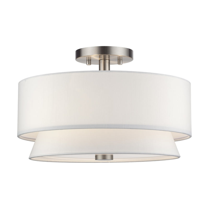 Livex Lighting 60026-91 Three Light Semi-Flush Mount, Brushed Nickel