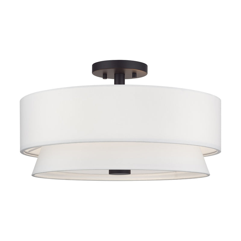 Livex Lighting 60027-07 Four Light Semi-Flush Mount, Bronze