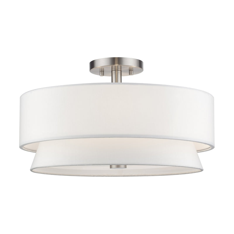 Livex Lighting 60027-91 Four Light Semi-Flush Mount, Brushed Nickel