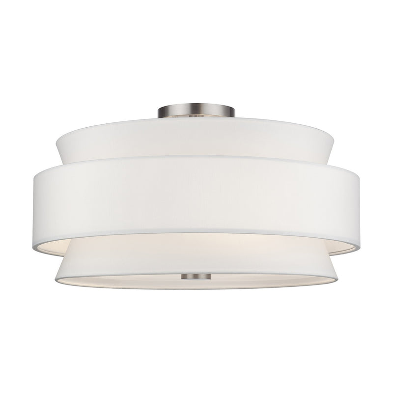 Livex Lighting 60028-91 Five Light Semi-Flush Mount, Brushed Nickel