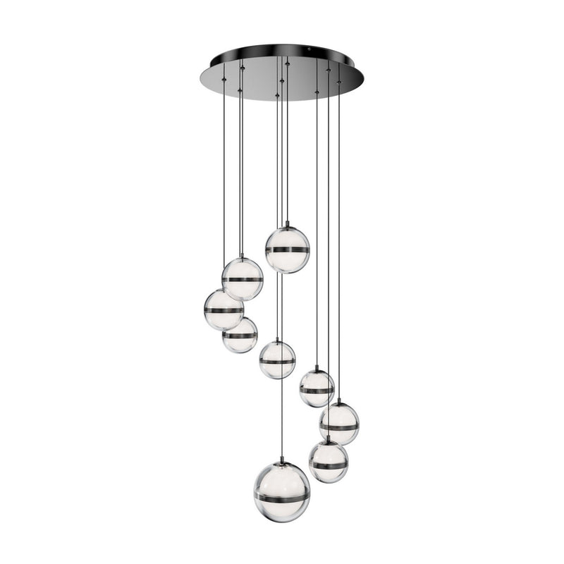 W.A.C. Lighting PD-77509R-BC LED Chandelier, Black Chrome