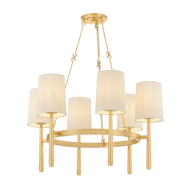Hudson Valley 1776-AGB Six Light Chandelier, Aged Brass