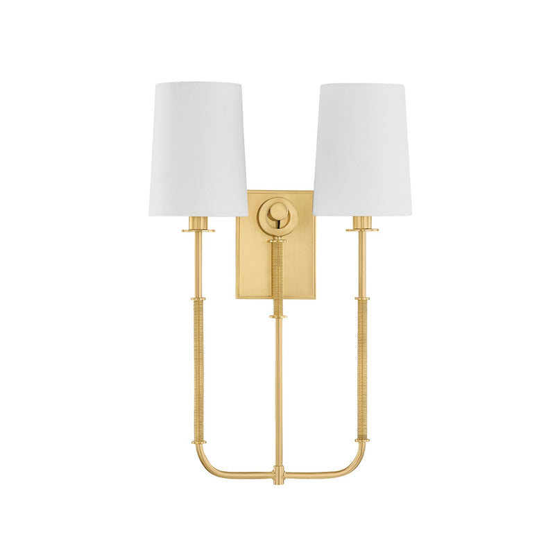 Hudson Valley 2072-AGB Two Light Wall Sconce, Aged Brass