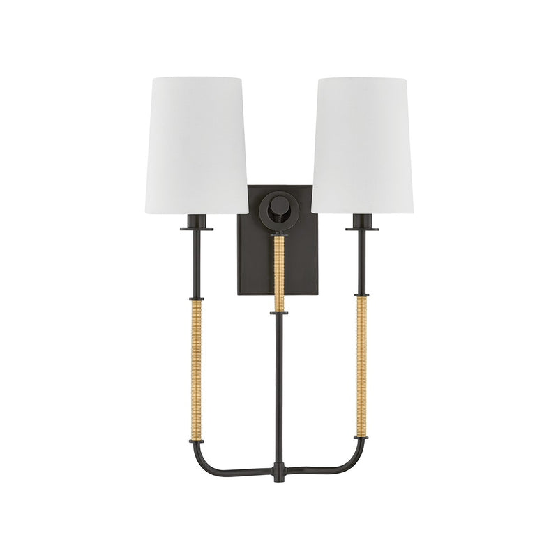 Hudson Valley 2072-AGB/DB Two Light Wall Sconce, Aged Brass/Distressed Bronze