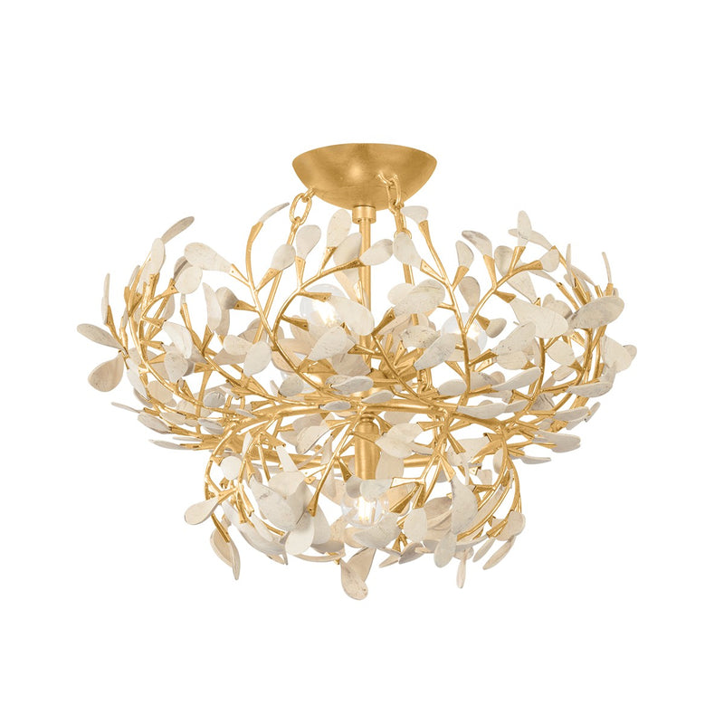 Hudson Valley 4454-VGL Four Light Semi Flush Mount, Vintage Gold Leaf