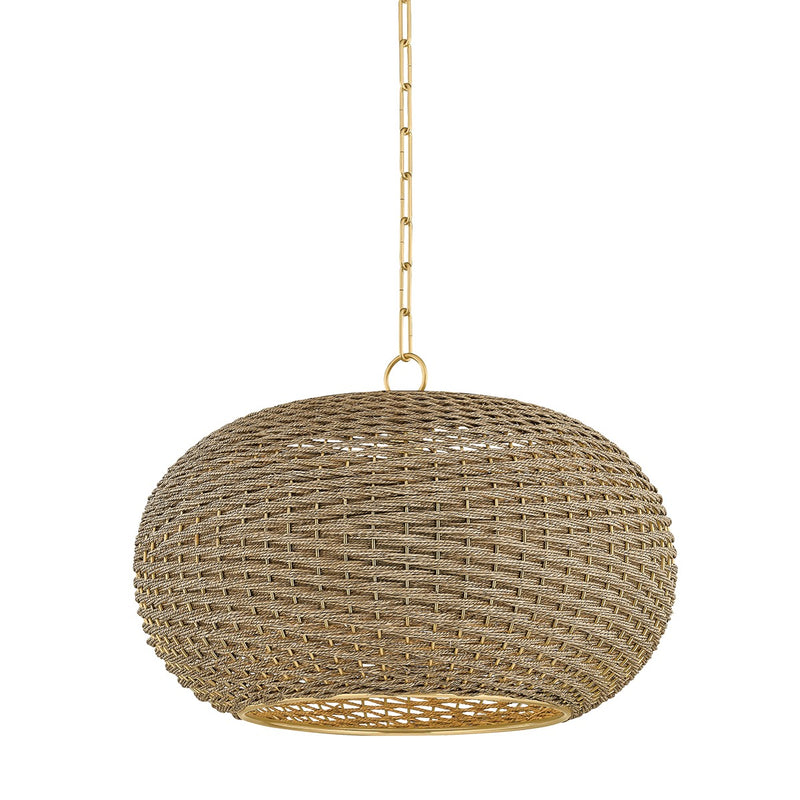 Hudson Valley 5525-AGB One Light Pendant, Aged Brass