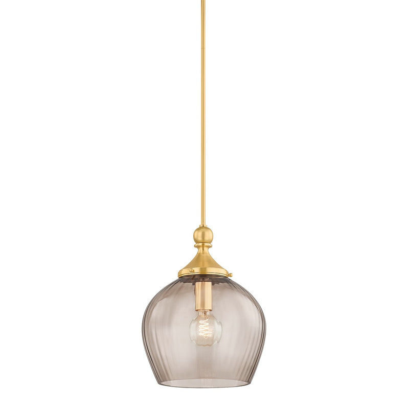 Hudson Valley 6913-AGB One Light Pendant, Aged Brass