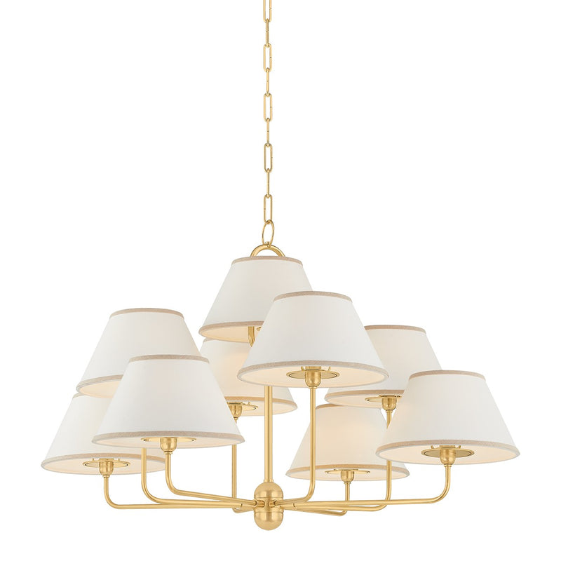 Hudson Valley 7409-AGB Nine Light Chandelier, Aged Brass