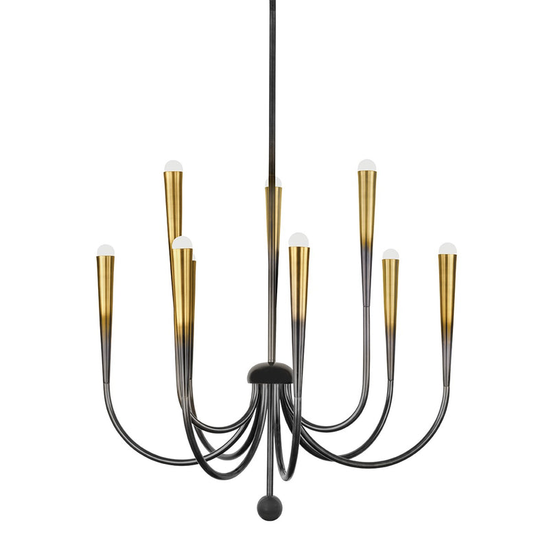 Hudson Valley CB3849-GB Nine Light Chandelier, Gradient Brass