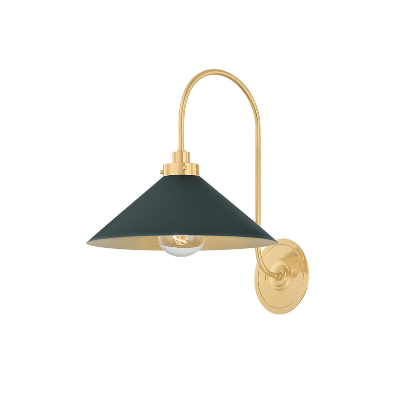 Hudson Valley MDS1400-AGB/SSG One Light Wall Sconce, Aged Brass/Soft Studio Green
