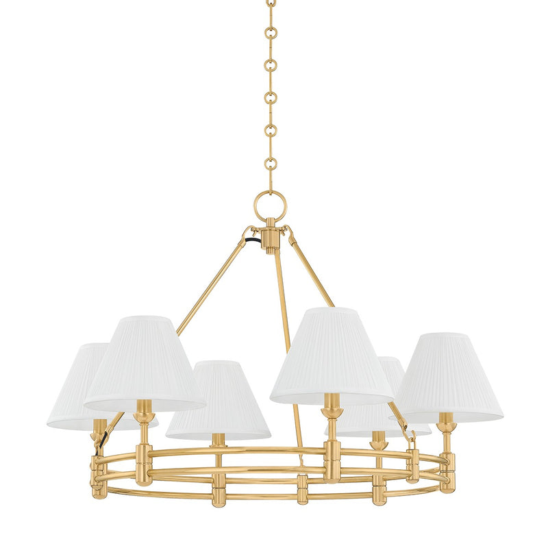 Hudson Valley MDS1800-AGB Six Light Chandelier, Aged Brass