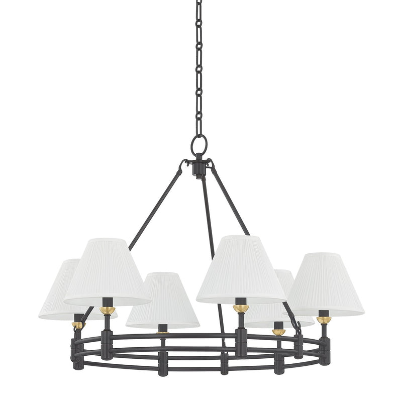 Hudson Valley MDS1800-AGB/DB Six Light Chandelier, Aged Brass/Distressed Bronze
