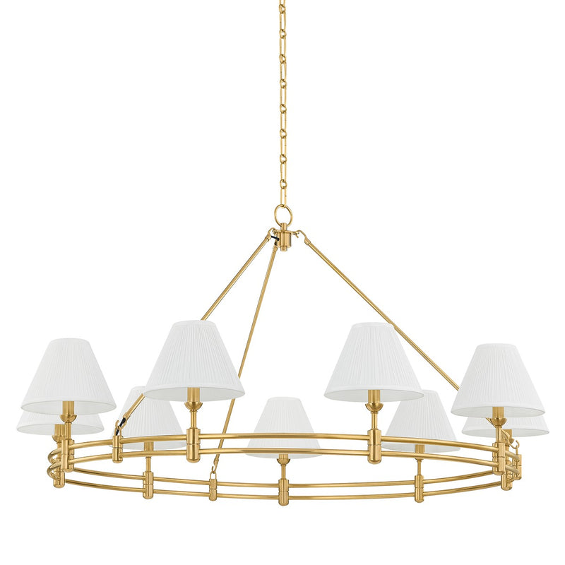 Hudson Valley MDS1801-AGB Nine Light Chandelier, Aged Brass