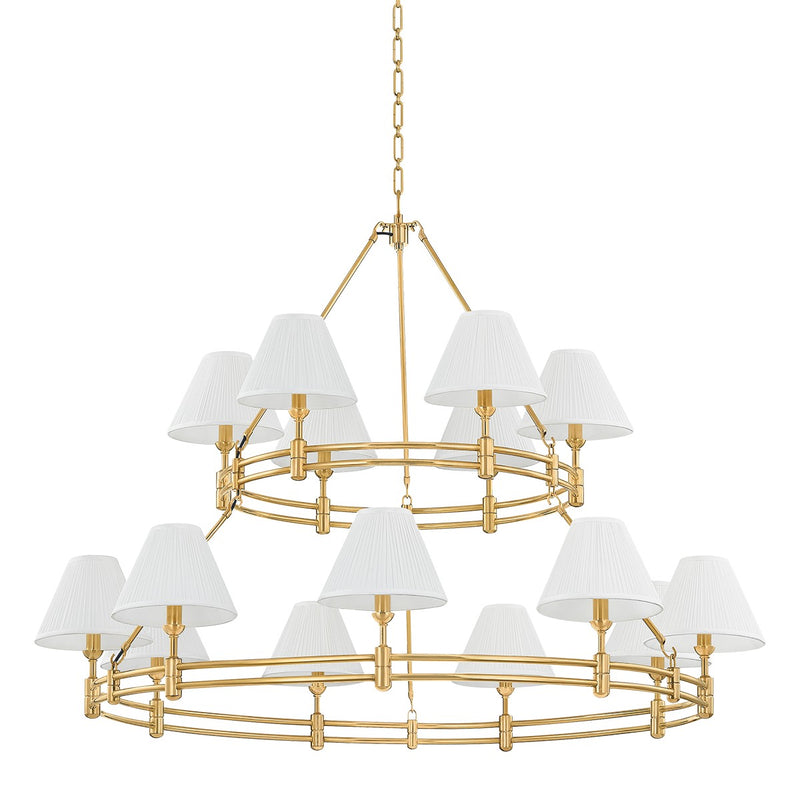 Hudson Valley MDS1802-AGB 15 Light Chandelier, Aged Brass