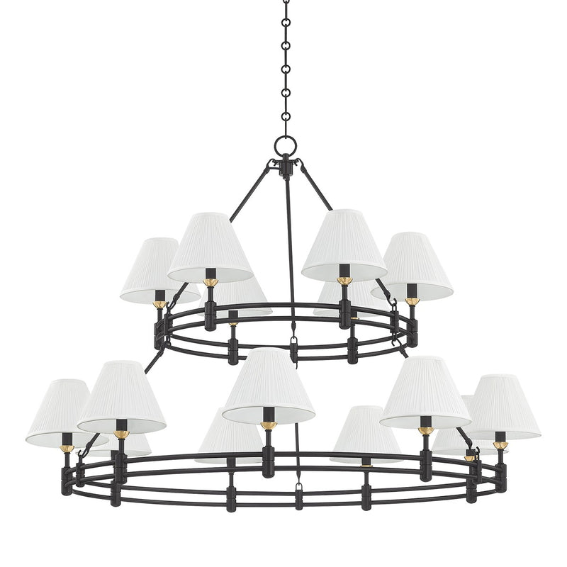 Hudson Valley MDS1802-AGB/DB 15 Light Chandelier, Aged Brass/Distressed Bronze