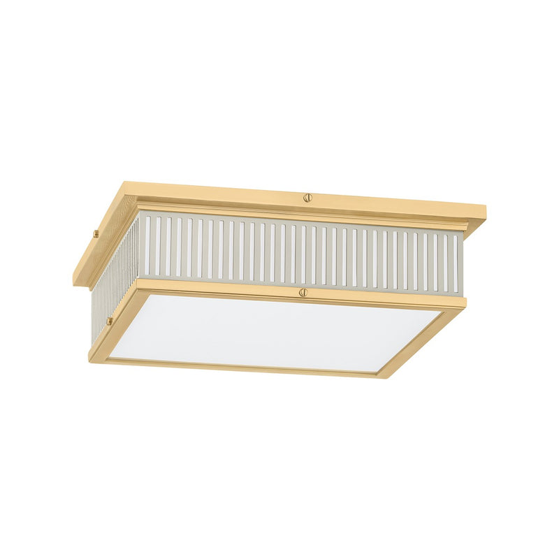 Hudson Valley MDS1900-AGB/OW LED Flush Mount, Aged Brass/Off-White