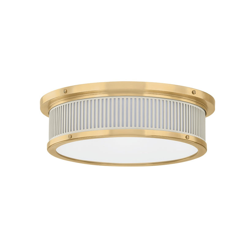 Hudson Valley MDS1901-AGB/OW LED Flush Mount, Aged Brass/Off-White
