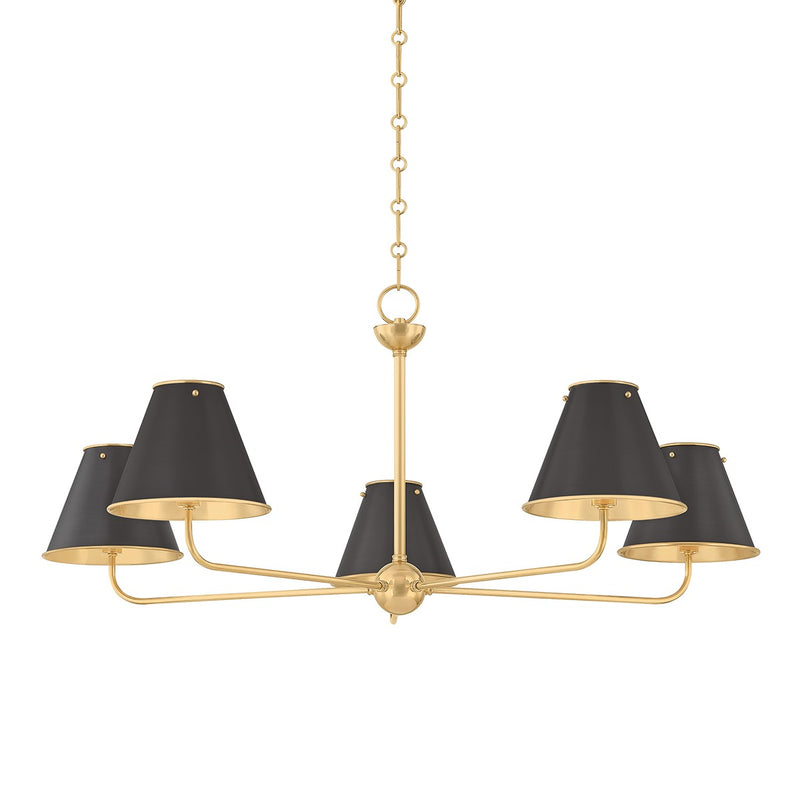 Hudson Valley MDS2000-AGB/DB Five Light Chandelier, Aged Brass/Distressed Bronze