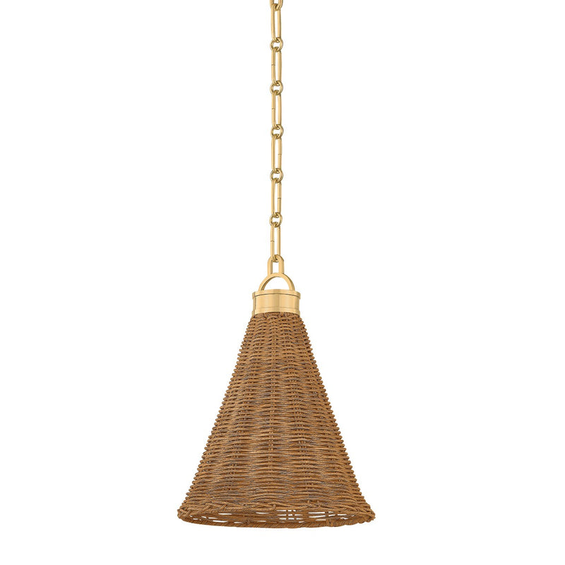 Hudson Valley MDS2101-AGB One Light Pendant, Aged Brass