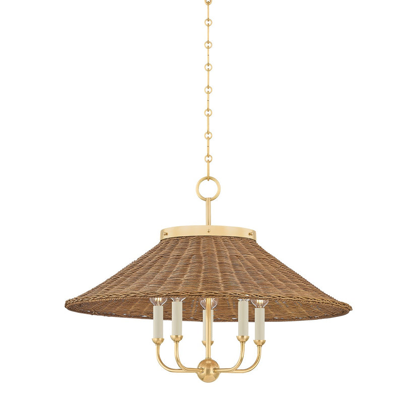 Hudson Valley MDS2103-AGB Five Light Chandelier, Aged Brass