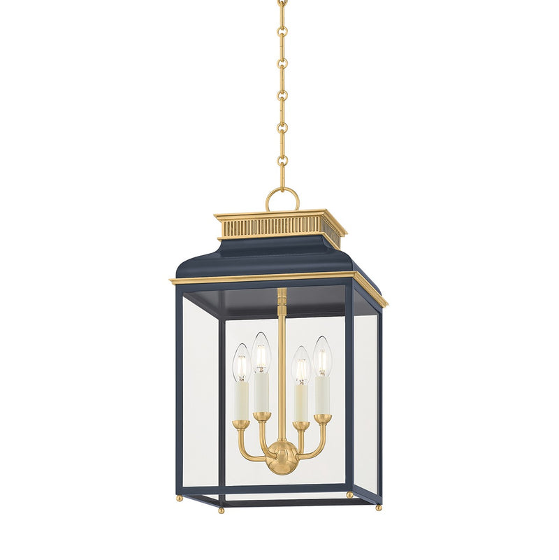 Hudson Valley MDS2400-AGB/DBL Four Light Lantern, Aged Brass/Distressed Bronze