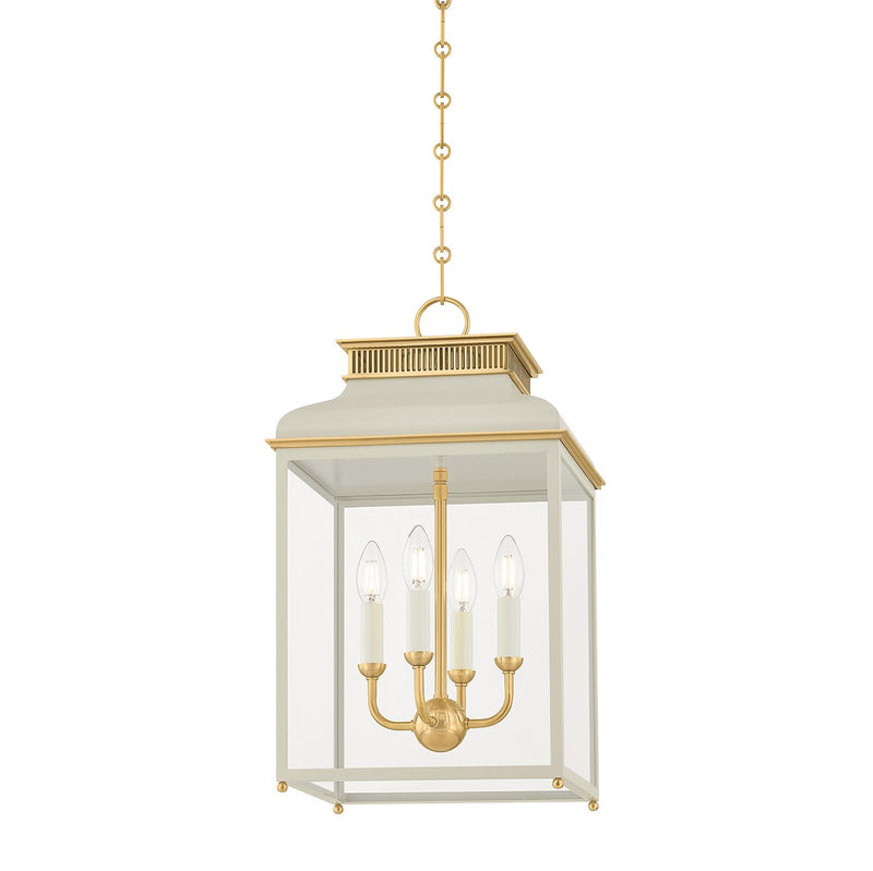 Hudson Valley MDS2400-AGB/OW Four Light Lantern, Aged Brass/Off-White