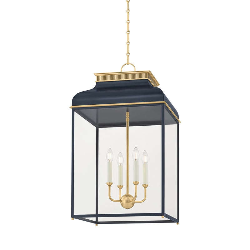 Hudson Valley MDS2401-AGB/DBL Four Light Lantern, Aged Brass/Distressed Bronze