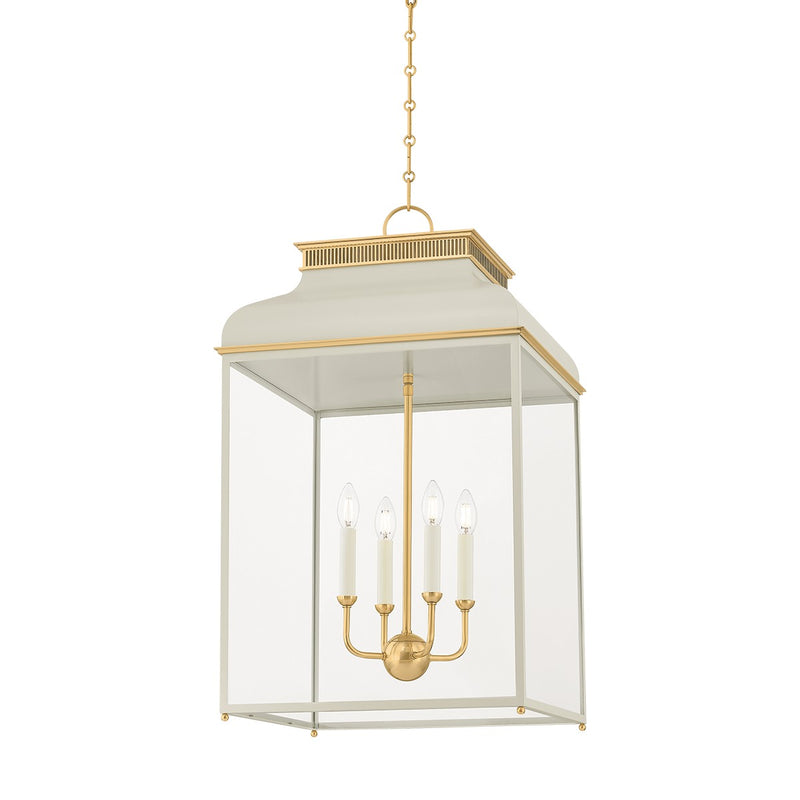Hudson Valley MDS2401-AGB/OW Four Light Lantern, Aged Brass/Off-White