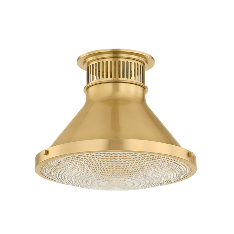 Hudson Valley MDS2402-AGB One Light Flush Mount, Aged Brass