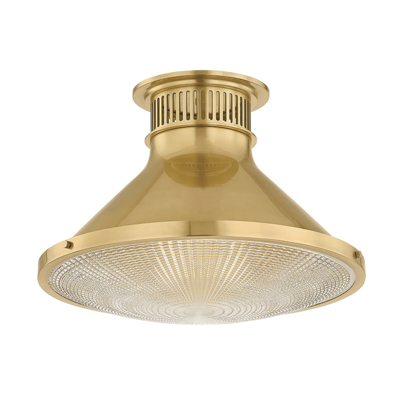 Hudson Valley MDS2403-AGB One Light Flush Mount, Aged Brass