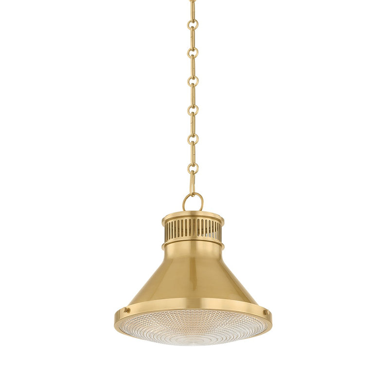 Hudson Valley MDS2404-AGB One Light Pendant, Aged Brass