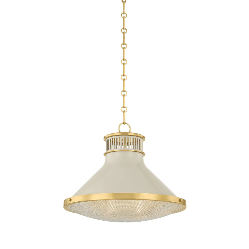 Hudson Valley MDS2405-AGB/OW One Light Pendant, Aged Brass/Off-White