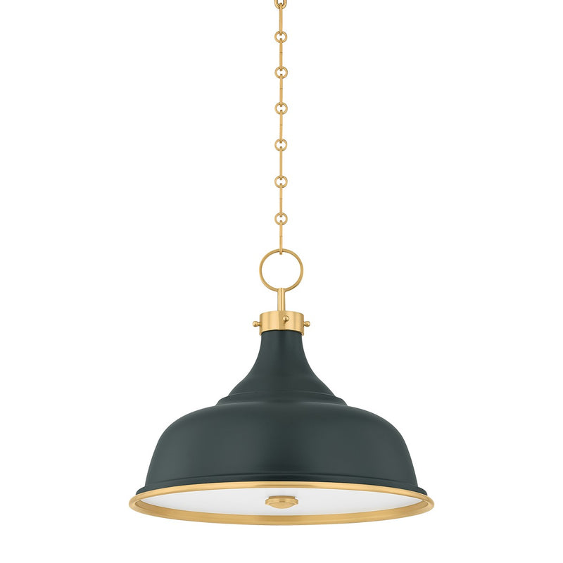 Hudson Valley MDS300-AGB/SSG Three Light Pendant, Aged Brass/Soft Studio Green