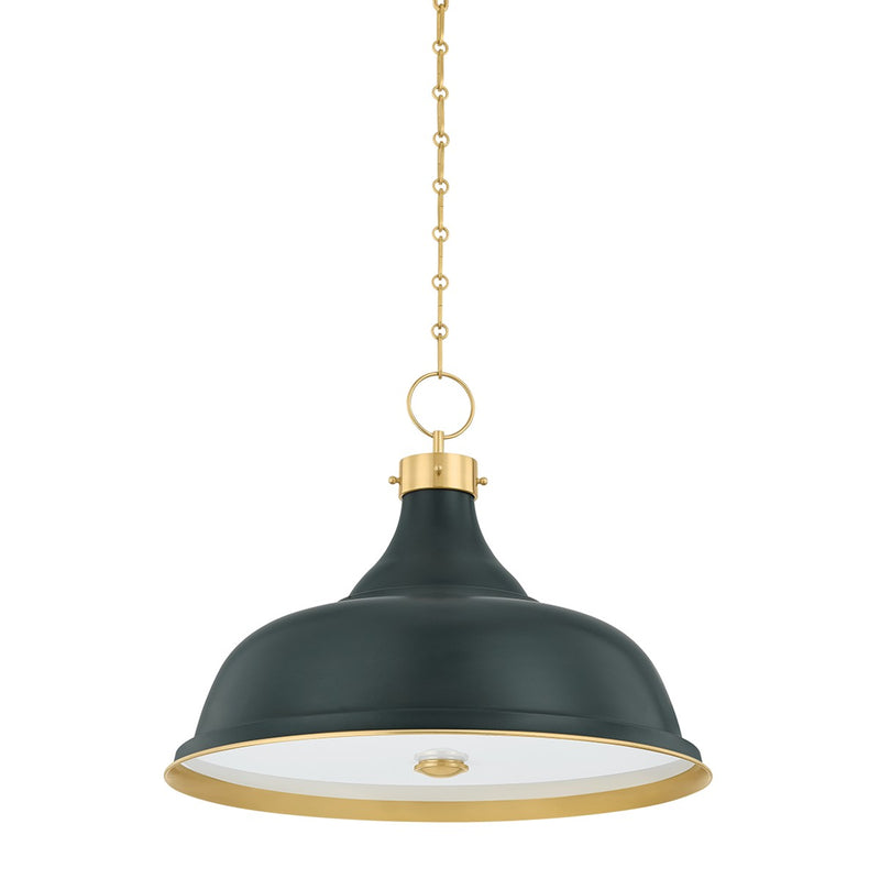 Hudson Valley MDS300L-AGB/SSG Four Light Pendant, Aged Brass/Soft Studio Green